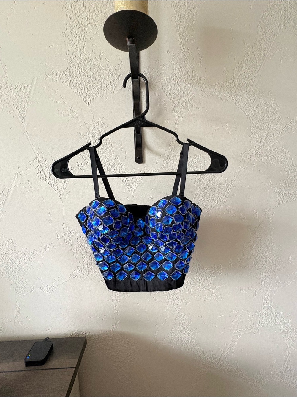 Iridescent Blue Jewel Bustier Crop Top